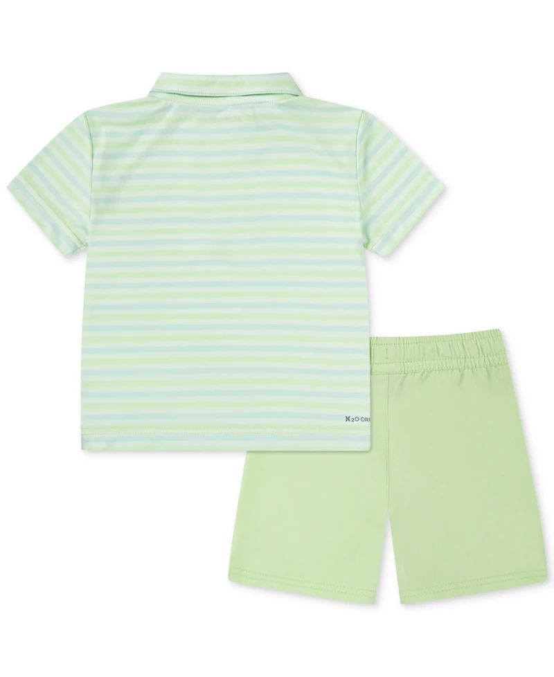 Hurley Toddler Boys H2O-dri Stripe Polo & Shorts Set