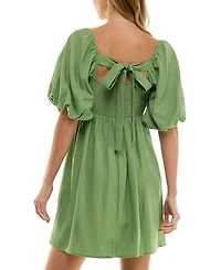 City Studios Juniors' Balloon-Sleeve Babydoll Dress