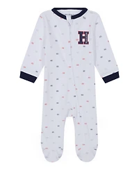 Tommy Hilfiger Baby Boys One Piece Logo Print Footed Coverall