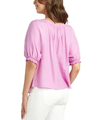 Bcx Juniors' Puff-Sleeve Button-Front Knit Top