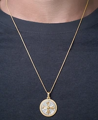 Macy's Men's Diamond Cross Medallion Pendant Necklace (1/5 ct. t.w) in 14k Gold Over Sterling Silver, 22"