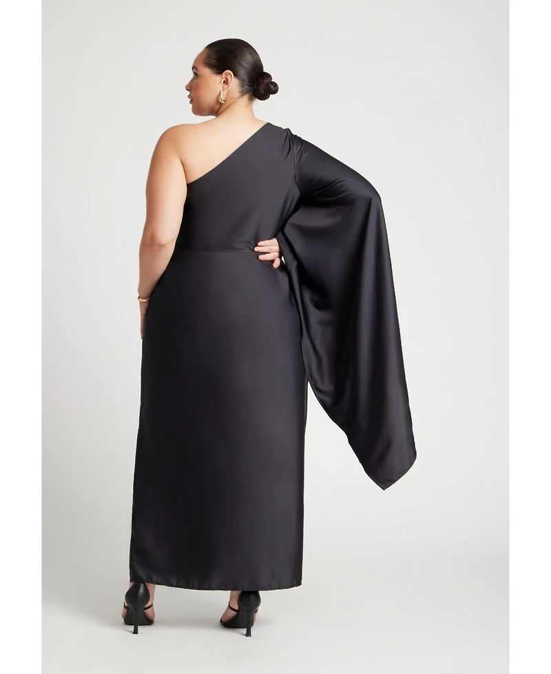 Eloquii Women's One Shoulder Dramatic Sleeve Dress