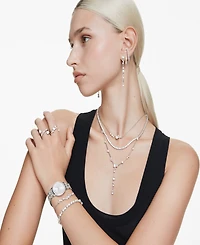 Swarovski Crystal Cultivated Pearl Round Cut Tennis Bracelet