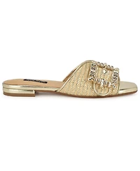 Nine West Women's Laniey Embellished Flat Slide Sandals