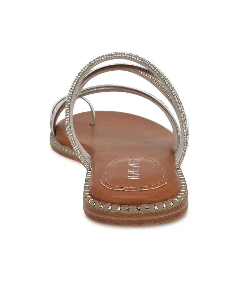 Nine West Women's Dashin Embellished Strappy Flat Sandals