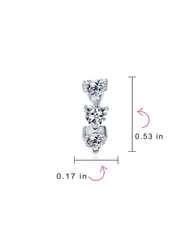 Bling Jewelry Romantic Pink Heart Cz Hoop Earrings Small Huggie Sterling Silver