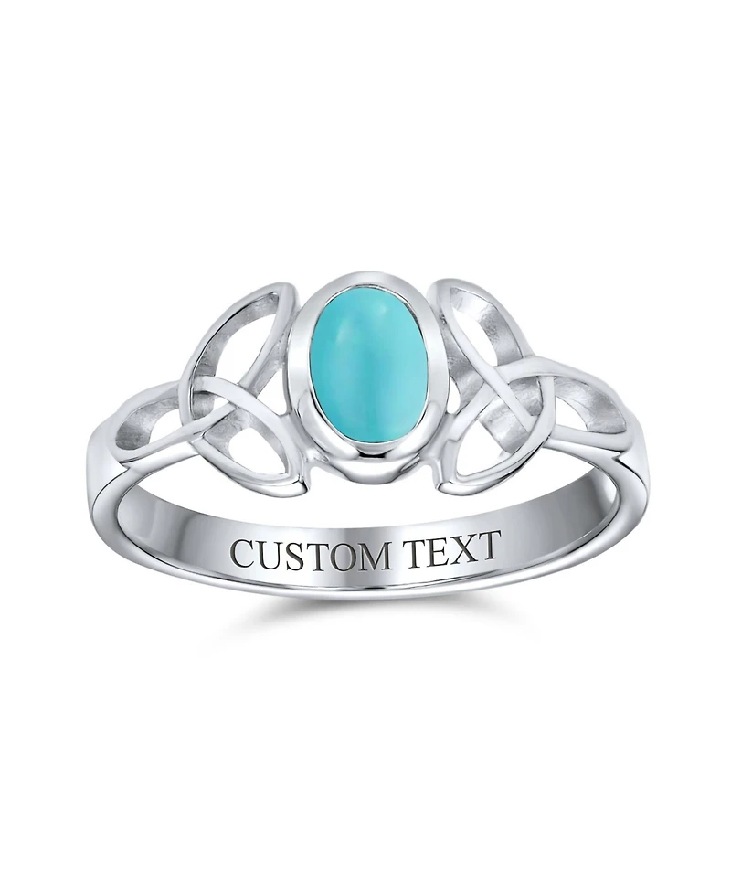 Bling Jewelry Delicate Oval Natural Stone Bff Sorority Sister Promise Trinity Celtic Knot Triquetra Ring Thin Band .925 Sterling Silver Rings