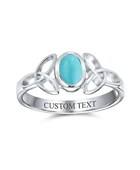 Bling Jewelry Delicate Oval Natural Stone Bff Sorority Sister Promise Trinity Celtic Knot Triquetra Ring Thin Band .925 Sterling Silver Rings