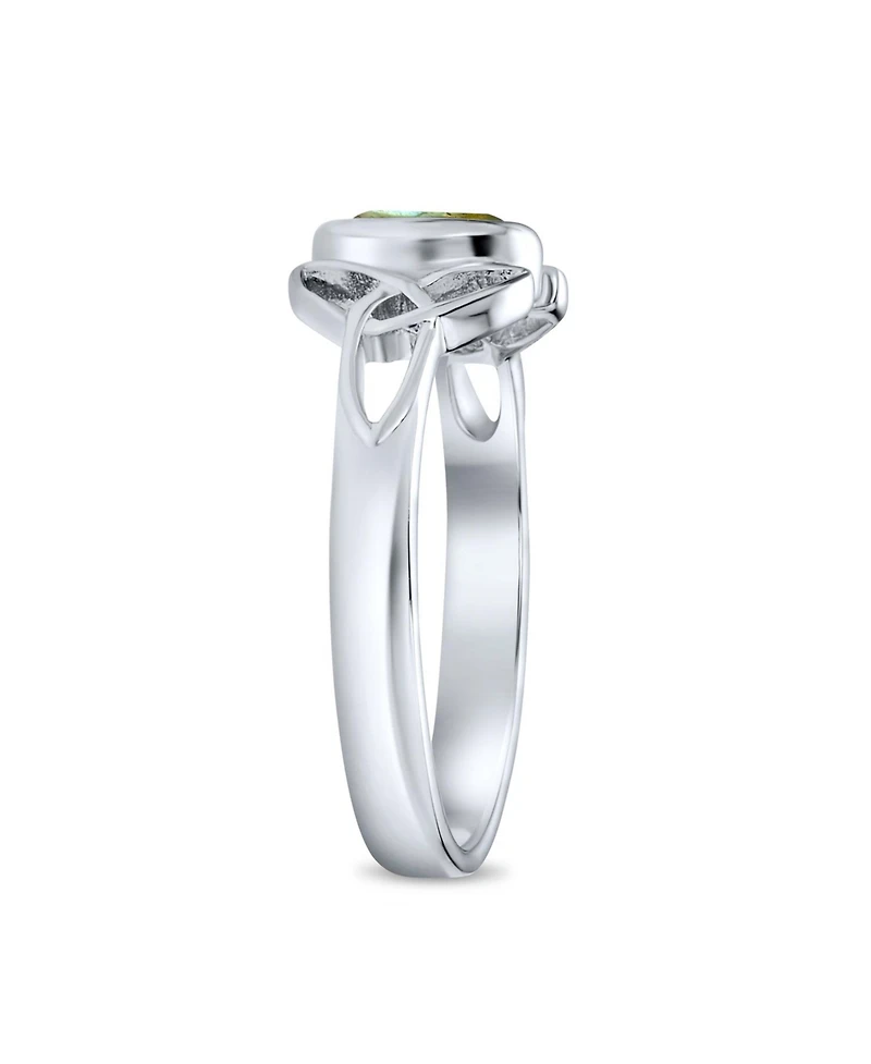Bling Jewelry Delicate Oval Natural Stone Bff Sorority Sister Promise Trinity Celtic Knot Triquetra Ring Thin Band .925 Sterling Silver Rings