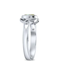 Bling Jewelry Delicate Oval Natural Stone Bff Sorority Sister Promise Trinity Celtic Knot Triquetra Ring Thin Band .925 Sterling Silver Rings