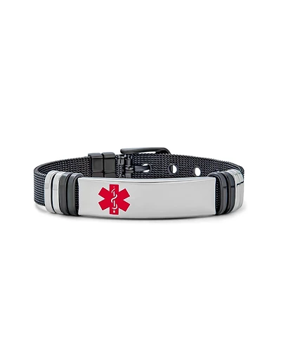 Bling Jewelry Medical Id Bracelet Black Stainless Steel Mesh Wrist Band