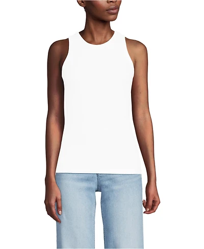 Lands' End Women's Drapey Rib Fitted Tank Top