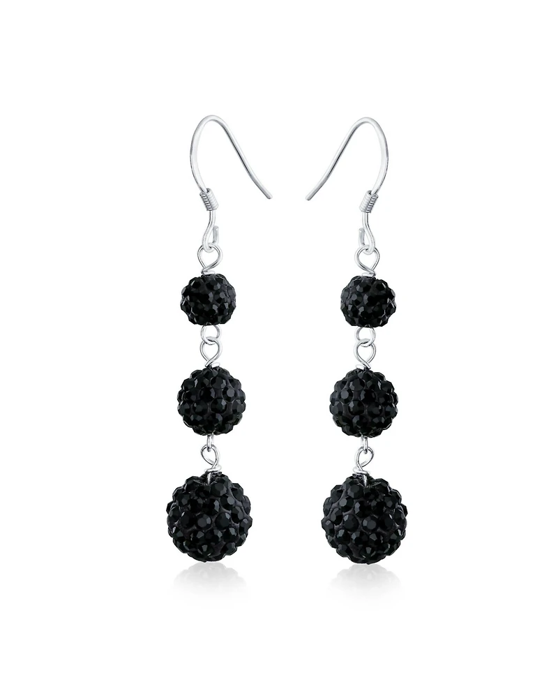 Bling Jewelry Multi Color Crystal Pave Disco Balls Dangle Earrings Sterling Silver