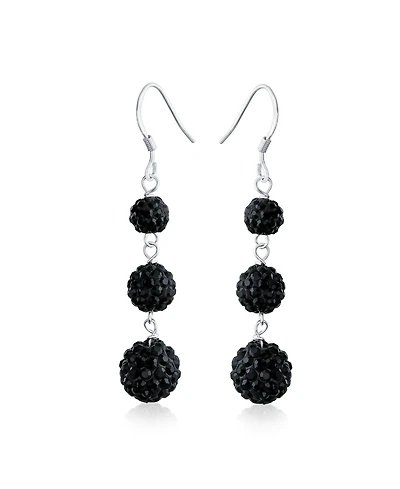 Bling Jewelry Multi Color Crystal Pave Disco Balls Dangle Earrings Sterling Silver