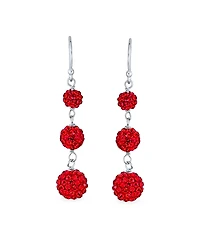 Bling Jewelry Multi Color Crystal Pave Disco Balls Dangle Earrings Sterling Silver