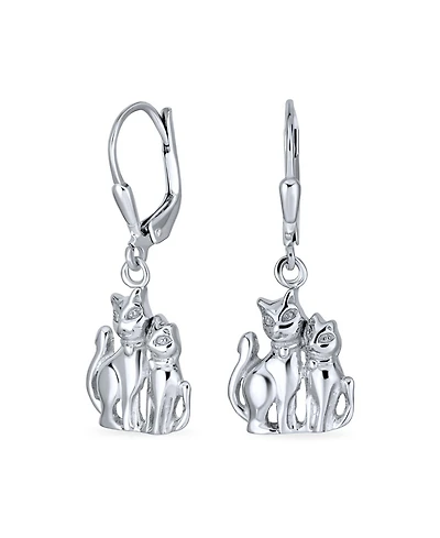 Bling Jewelry Best Friend Animal Lover Bff Kitten Dangle Earrings Sterling Silver