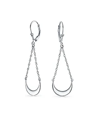 Bling Jewelry Crescent Moon Dangle Earrings Sterling Silver Teardrop Chain Design