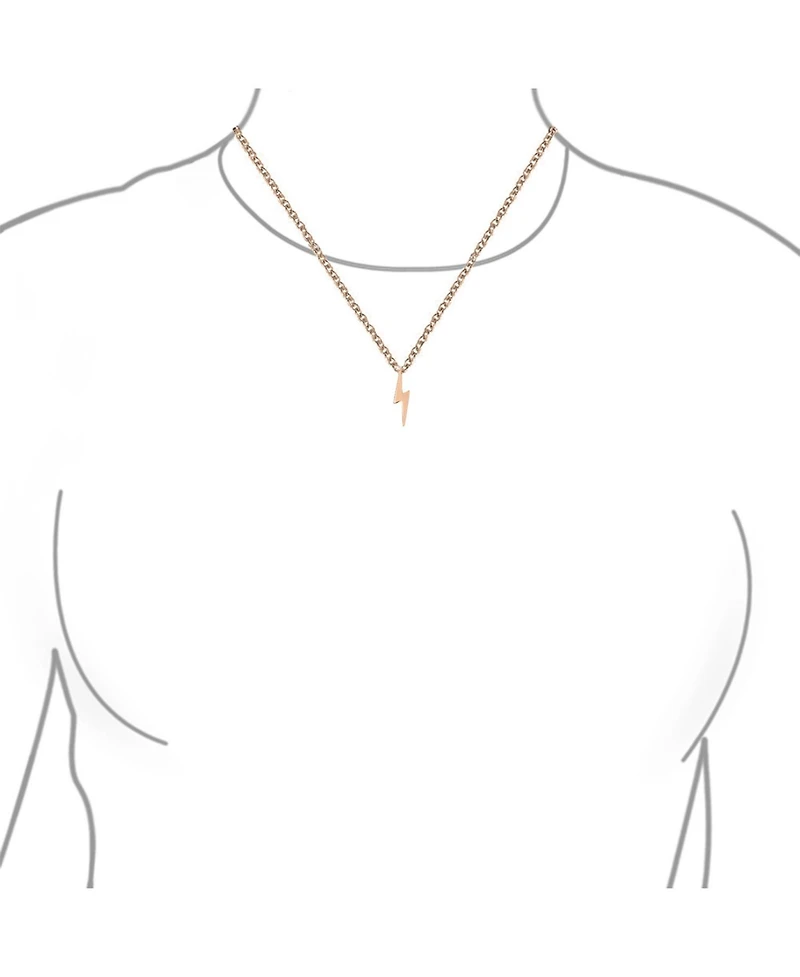 Bling Jewelry Minimalist Geometric Lightning Bolt Pendant Necklace with Cz Gold Plated Silver