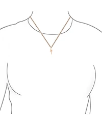 Bling Jewelry Minimalist Geometric Lightning Bolt Pendant Necklace with Cz Gold Plated Silver