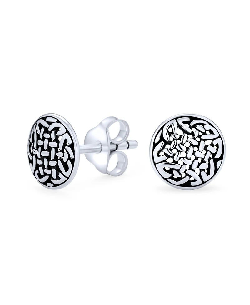 Bling Jewelry Viking Celtic Knot Stud Earrings in Oxidized Sterling Silver