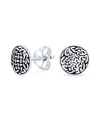Bling Jewelry Viking Celtic Knot Stud Earrings in Oxidized Sterling Silver