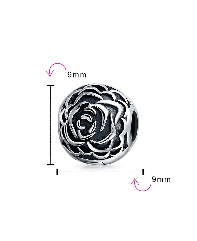 Bling Jewelry Bloom Floral Rose Clasp Spacer Charm Oxidized Silver European Bracelet