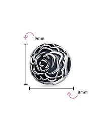Bling Jewelry Bloom Floral Rose Clasp Spacer Charm Oxidized Silver European Bracelet