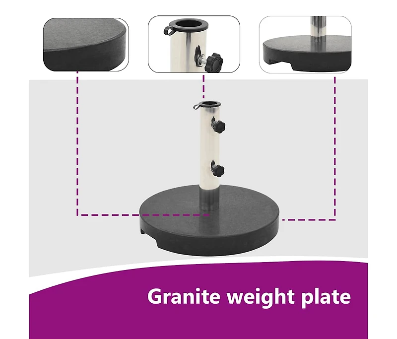 Parasol Base Granite lb Round Black