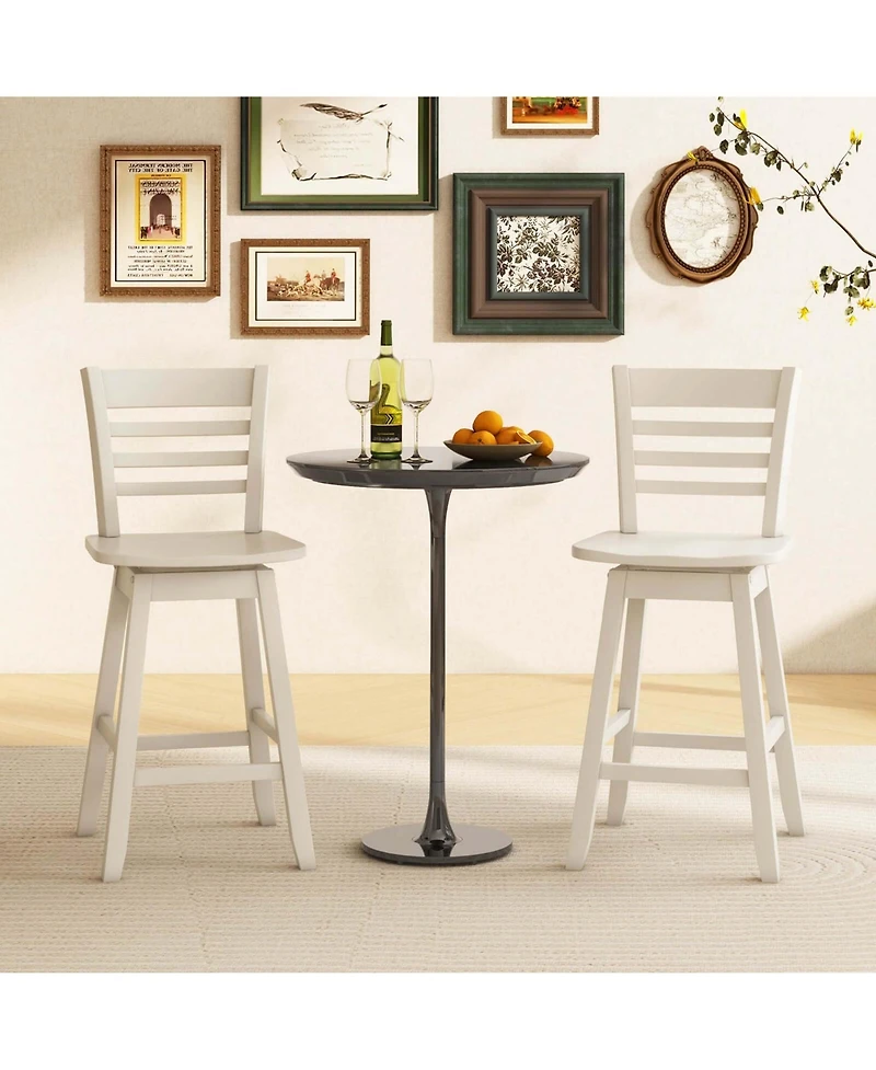 4 Pcs 24.5" Counter Height Bar Chairs Swivel Bar Stools with Hollow Backrest