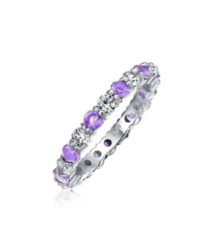Bling Jewelry Alternating Two Tone Cubic Zirconia Stackable Cz Eternity Cocktail Statement Ring .925 Sterling Silver