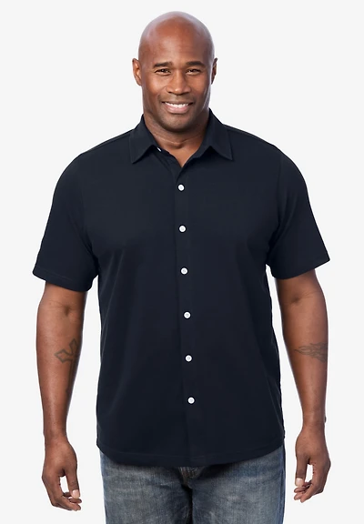 KingSize Big & Tall Lightweight Stretch Mesh Pique Button Down Shirt