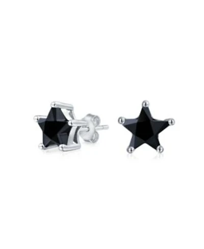Bling Jewelry Small Celestial Usa Black Cz Star Stud Earrings Sterling Silver 7 6 Mm
