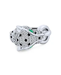 Bling Jewelry Black White Cubic Zirconia Leopard Panther Cat Statement Ring