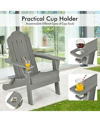 Gymax 2PCS Patio Folding Adirondack Chair Weather Resistant Cup Holder Yard