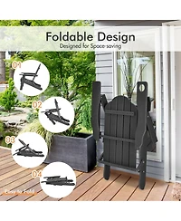 Gymax 2PCS Patio Folding Adirondack Chair Weather Resistant Cup Holder Yard