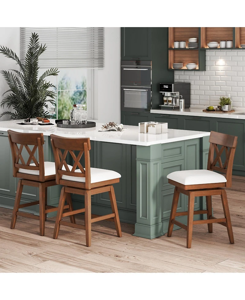 Bar Stool with Contoured Backrest and Swivel Padded Seat