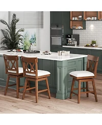 Bar Stool with Contoured Backrest and Swivel Padded Seat