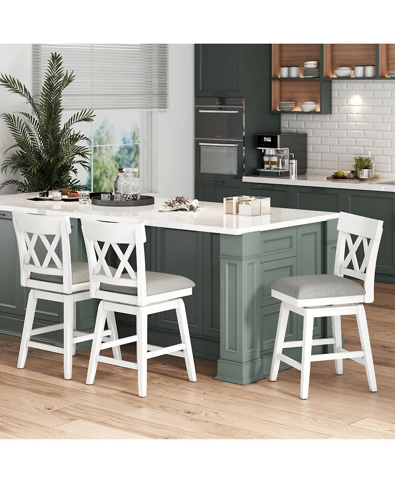 Bar Stool with Contoured Backrest and Swivel Padded Seat