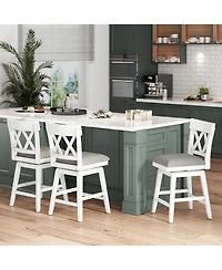 Bar Stool with Contoured Backrest and Swivel Padded Seat