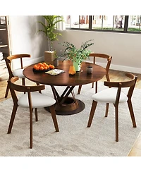 Wood Dining Chair Set of 2 with Padded Seat and Curved Back