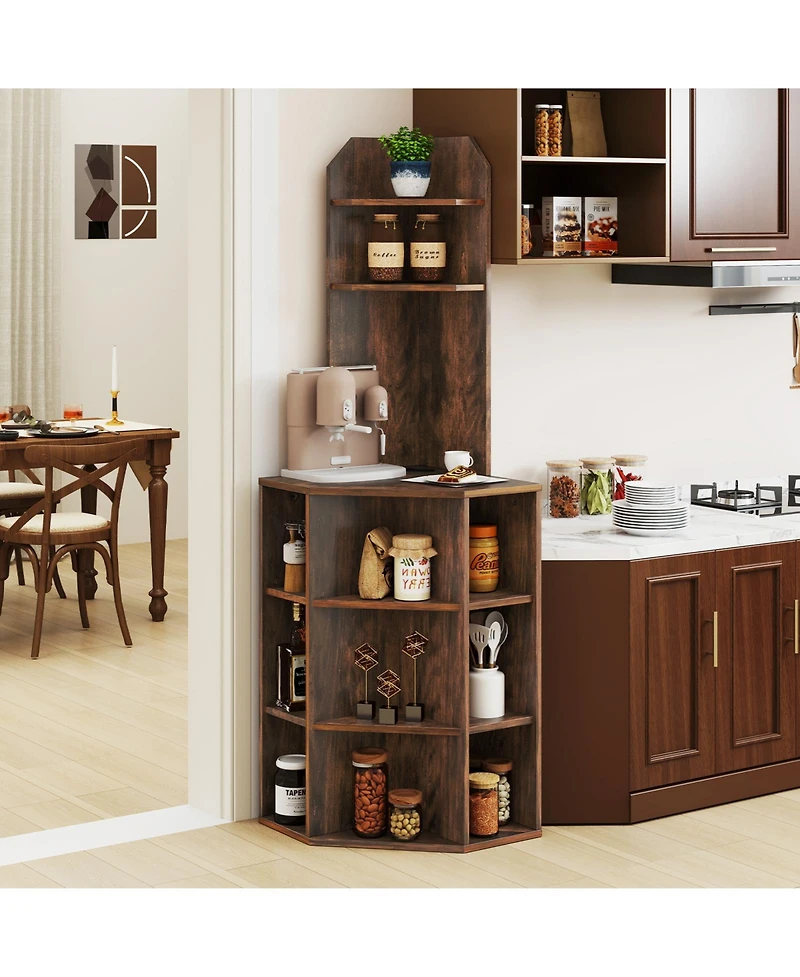 6-Tier Corner Shelf with Charging Station & Usb Ports Space-Saving Storage for Home Office