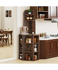 6-Tier Corner Shelf with Charging Station & Usb Ports Space-Saving Storage for Home Office