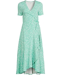 Lands' End Women's Cotton Modal Vneck Wrap Midi Dress