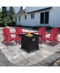 Piece Hdpe Adirondack Chairs Outdoor Conversation Set with 32-inch Propane Fire Pit Table