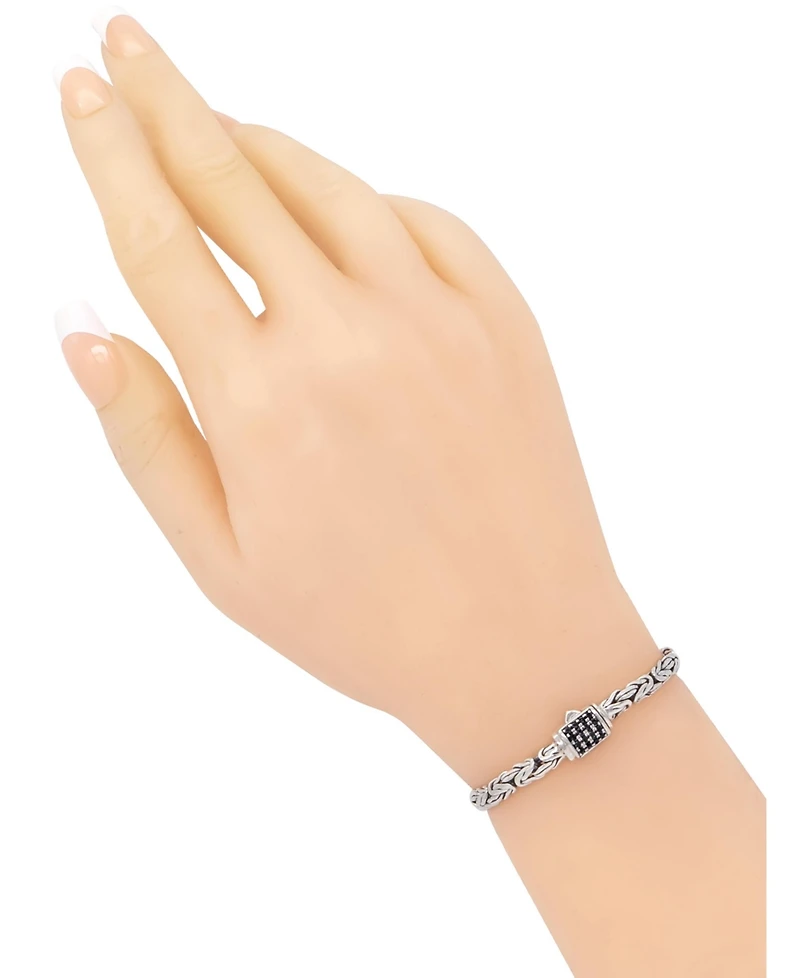 Black Spinel & Sterling Silver Borobudur Oval 5mm Chain Bracelet, X-Large 8.5 in