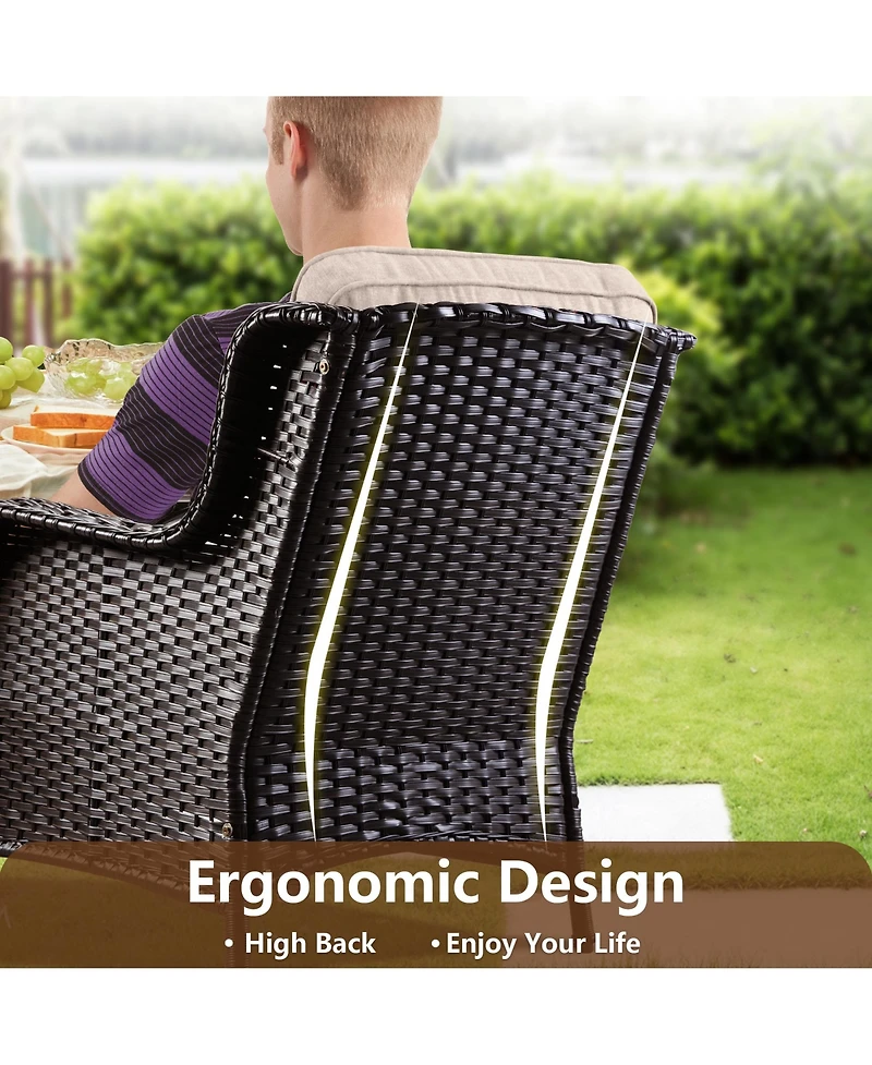 Xizzi Outdoor Swivel Rocking Chairs Set, Patio Furniture Set with 50,000 Btu Rectangular Propane Fire Pit Table, 7 Pieces High Back Conversation Sofa