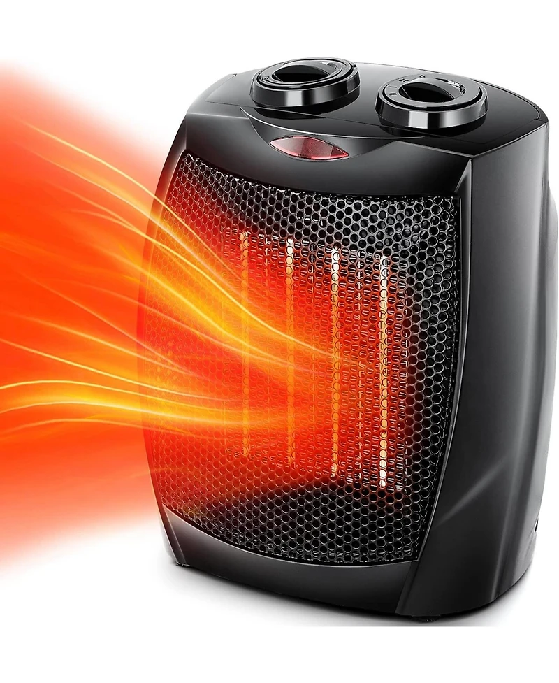 Kismile Small Space Heater Electric Portable Fan for Home and Office Ceramic Heaters with Adjustable Thermostat, 750W/1500W (8.1 Inch