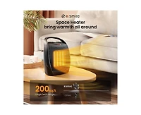 Kismile Small Electric Space Heater Ceramic Heater,Portable Fan for Office with Adjustable Thermostat and Overheat Protection Etl Listed