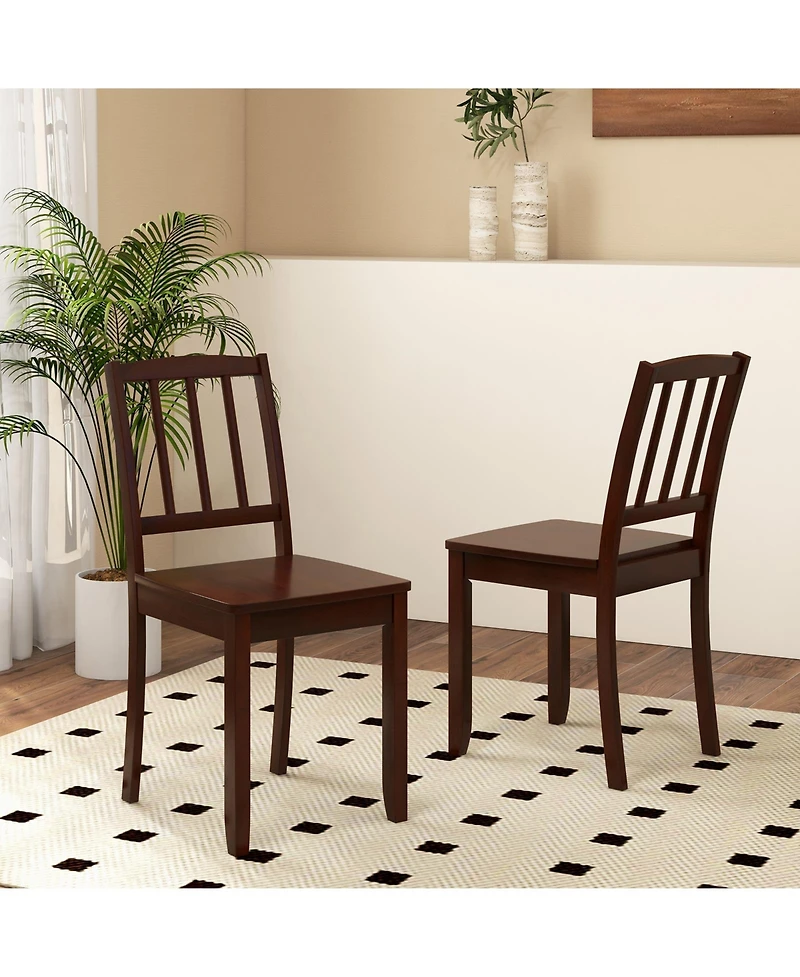 Wood Dining Chair Set of 2 with Rubber Legs