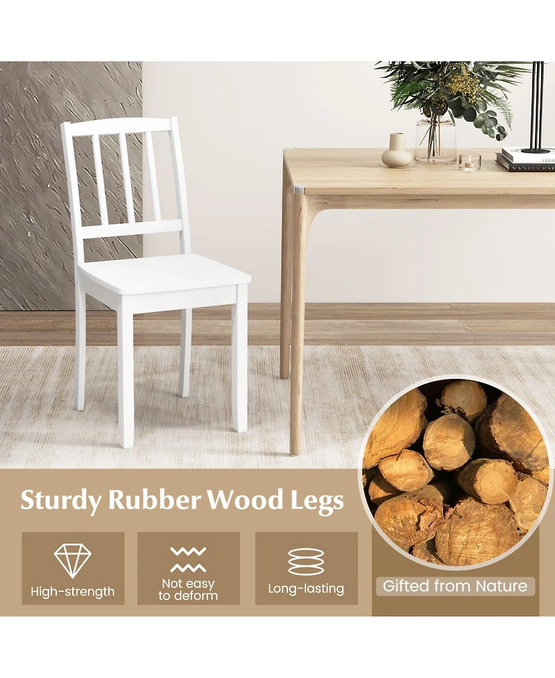 Wood Dining Chair Set of 2 with Rubber Wood Legs
